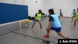 Like a Girl players usually play on a futsal court which is smaller than a soccer field. Goals are smaller, requiring deft maneuvering.