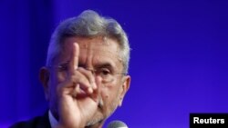 India's Foreign Minister Subrahmanyam Jaishankar gestures as he speaks in New Delhi, India June 6, 2019.