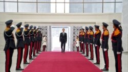 The Syrian Presidency shows President Bashar al-Assad arriving to the swearing-in ceremony for his fourth term, in the capital Damascus, July 17, 2021. (Yrian presidency facebook page/AFP)