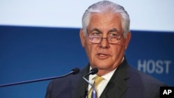 ExxonMobil CEO and chairman Rex W. Tillerson gives a speech at the annual Abu Dhabi International Petroleum Exhibition & Conference in Abu Dhabi, United Arab Emirates, on Monday, Nov. 7, 2016. 