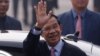 Cambodia's Prime Minister Hun Sen waves upon his arrival at Air Force Station Palam in New Delhi, India, Jan. 24, 2018.