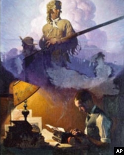 Norman Rockwell, And Daniel Boone Comes to Life on the Underwood Portable, 1923, oil on canvas