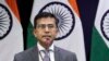 FILE - Indian Foreign Ministry spokesperson Raveesh Kumar delivers a press statement in New Delhi, India, Feb. 27, 2019.