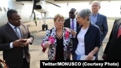 La Haute-Commissaire des Nations Unies aux droits de l'homme, Michelle Bachelet (2e à partir de la gauche) à son arrivée à Bunia, Ituri, 23 janvier 2020. (Twitter / MONUSCO)