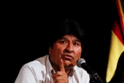 FILE - Former Bolivian President Evo Morales gives a press conference in Buenos Aires, Argentina, Dec. 17, 2019.