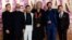 Aktor Ben Hardy, Rami Malek, Gwilym Lee dan Joe Mazzello serta anggota band Queen Roger Taylor dan Brian May menghadiri pemutaran perdana 'Bohemian Rhapsody' di London, Inggris, 23 Oktober 2018. 