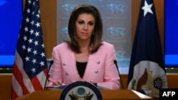美國國務院發言人奧特加斯在新聞發布會上。