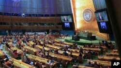 Delegates participate in the "Summit of the Future" on the sidelines of the U.N. General Assembly at U.N. headquarters in New York, Sept. 23, 2024. (Pool Photo via AP)