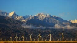 Wind turbines in the Dabancheng District in Urumqi in China's northwestern Xinjiang region, August 31, 2018. (AFP)