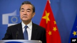 Menteri Luar Negeri China, Wang Yi, di Brussels, 1 Juni 2018. (Foto: dok).