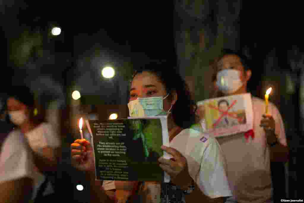 Myanmar migrants and students in Thailand protest against military coup in Myanmar before UNHCR (February 06, 2021) photo by Jacob, a Myanmar Student.