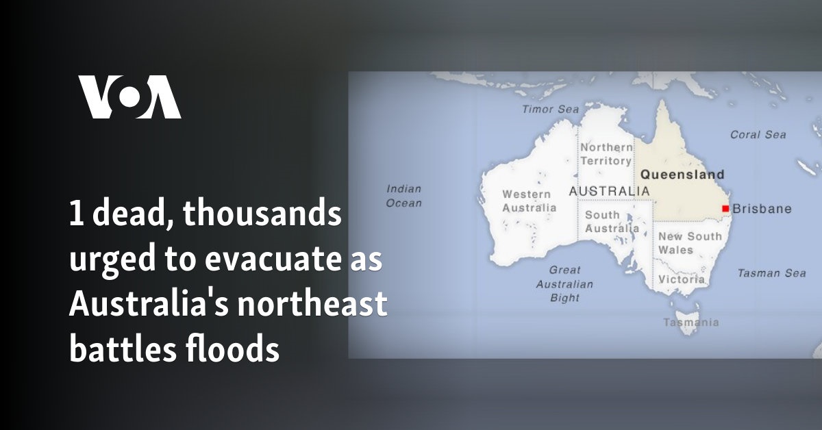 1 dead, thousands urged to evacuate as Australia's northeast battles floods