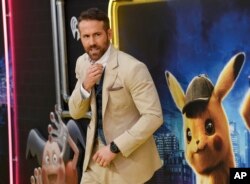 Aktor Ryan Reynolds menghadiri pemutaran perdana "Pokemon Detective Pikachu" di Military Island di Times Square, New York, 2 Mei 2019.