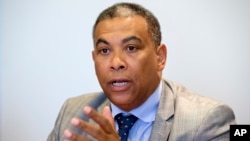 Olivier Kamitatu, Congo's former planning minister and an opponent of Congo's current president, speaks to the Associated Press in Washington, on May 16, 2016.