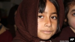 Shama, a student at a school in Mathra, Pakistan