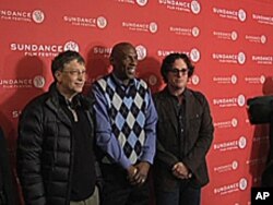 'Waiting for 'Superman'' director Davis Guggenheim (right) and education reformer Geoffrey Canada (center) with Microsoft founder and philanthropist Bill Gates (left).