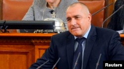 Bulgarian Prime Minister Boiko Borisov speaks in the Parliament in Sofia, Feb. 20, 2013. 