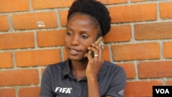 Bernadette Kwimbira-Mzika says it is important to her that she maintains her reputation as a good referee up to the time she retires. (L. Masina/VOA)