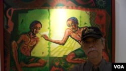 Gumelar Demokrasno, pelukis dan bekas tahanan politik terkait kasus 1965. (photo: VOA Indonesia)