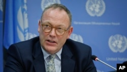 FILE - Ben Emmerson, U.N. special investigator on counterterrorism and human rights, is pictured at U.N. headquarters, Oct. 21, 2016. He says the Saudis gave him access to top officials overseeing the country's handling of sensitive terrorism cases.