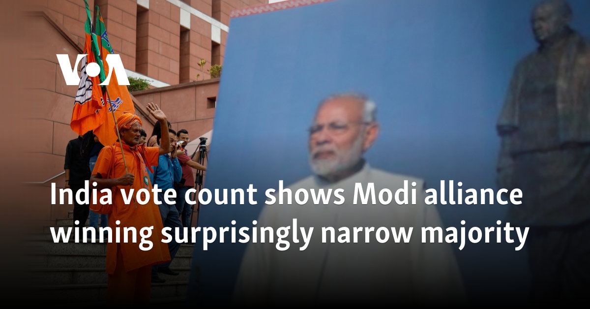 India vote count shows Modi alliance winning surprisingly narrow majority