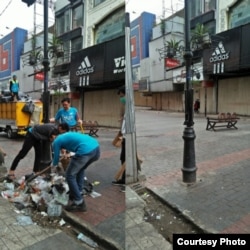 Tampak sebelum dan sesudah dari kawasan Alun-Alun Kota Bandung yang dibersihkan relawan CTC dan masyarakat umum. Alun-alun jadi 1 dari lima lokasi konsentrasi sampah usai perayaan tahun baru. (Courtesy: CTC)