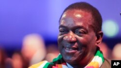 Emmerson Mnangagwa, président du Zimbabwe, à la séance d'ouverture du Forum économique mondial, WEF, à Davos, Suisse, 23 janvier 2018.