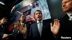 Robert Strayer, U.S. deputy assistant secretary of state for cyber and international communications and information policy, holds a news briefing at the Mobile World Congress in Barcelona, Spain, Feb. 26, 2019.