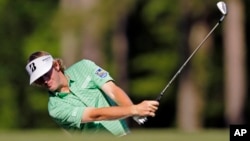 Brandt Snedeker hits on the 12th hole during the third round of the Masters golf tournament, Apr. 13, 2013, in Augusta, Ga. 