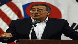 U.S. Secretary of Defense Leon Panetta delivers a speech to U.S. military soldiers at Yongsan U.S. military base in Seoul, South Korea, October 26, 2011.