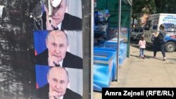 Poster ruskog predsjednika Vladimira Putina u Sjevernoj Mitrovici, 13. maj 2018.