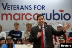 FILE - Republican U.S. Senator Marco Rubio speaks at a campaign rally in The Villages, Florida, when he was seeking his party's 2016 presidential nomination, March 13, 2016.