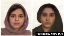 Sisters Rotana, left, and Tala Farea, whose fully clothed bodies, bound together with tape and facing each other, were discovered on the banks of New York City's Hudson River waterfront, Oct. 24, 2018.