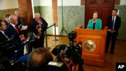 Kaci Kullmann Five, chairwoman of the Nobel Committee, announces that Colombian President Juan Manuel Santos is the 2016 Nobel Peace Prize laureate, in Oslo, Norway, Oct. 7, 2016.