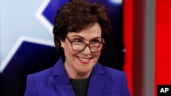 Rep. Jacky Rosen, D-Nev., prepares before a U.S. Senate debate with Sen. Dean Heller, R-Nev., Oct. 19, 2018, in Las Vegas.