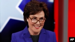 Rep. Jacky Rosen, D-Nev., prepares before a U.S. Senate debate with Sen. Dean Heller, R-Nev., Oct. 19, 2018, in Las Vegas.