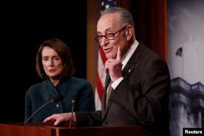 Senate Minority Leader Chuck Schumer, left, House Minority Leader Nancy Pelosi, blame President Donald Trump for inflaming tensions in the country.
