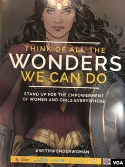 Wonder Woman was appointed a United Nations Honorary Ambassador for the Empowerment of Women and Girls, Oct. 21, 2016. She will front a campaign with the theme: "Think of all the wonders we can do." (M.Besheer/VOA)