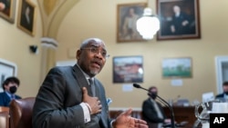 House Foreign Affairs Committee Chairman Gregory Meeks, D-N.Y., appears before the House Rules Committee to advance the Combating International Islamophobia Act, at the Capitol in Washington, Dec. 14, 2021.