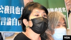民主派前立法會議員毛孟靜批評，港府強推公務員宣誓效忠，加強白色恐怖， 擔心影響公營廣播機構香港電台的編輯自主。(美國之音 湯惠芸拍攝)