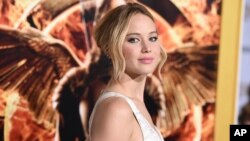 FILE - Jennifer Lawrence from "The Hunger Games: Mockingjay" 