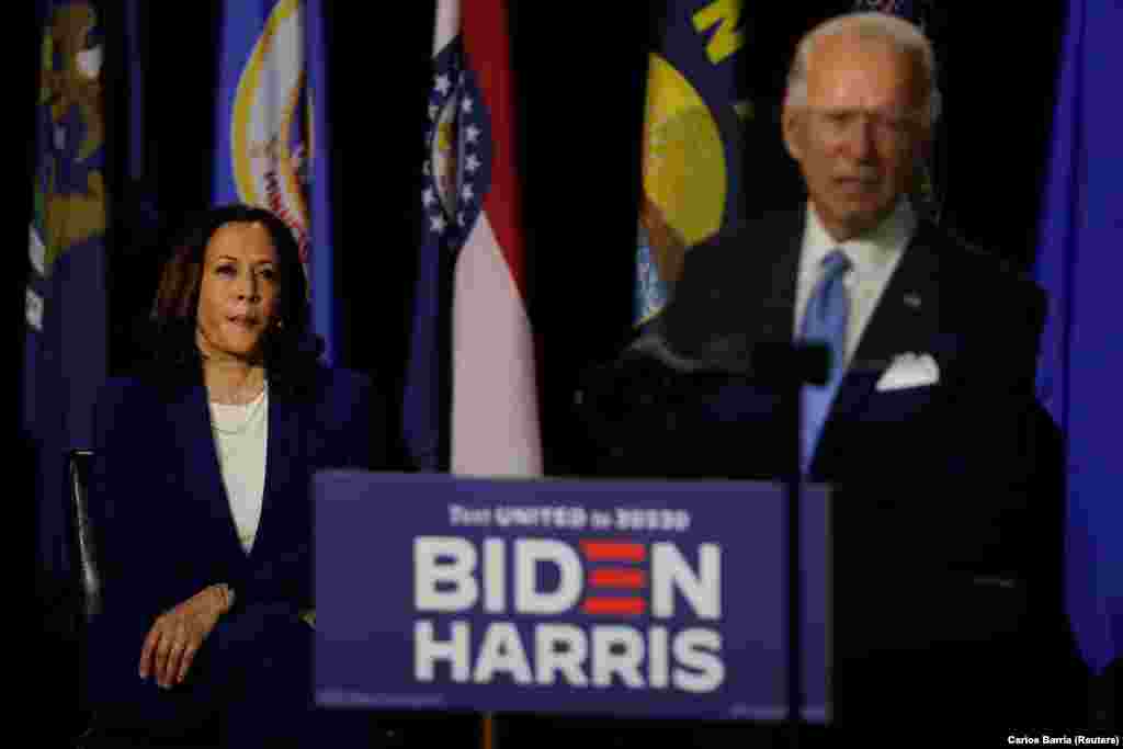 លោក​អតីត​អនុប្រធានាធីបតី​ Joe Biden ដែល​រំពឹង​ថា​នឹង​កា្លយ​​ជា​បេក្ខជន​ប្រធានាធិបតី​ពី​គណបក្ស​ប្រជាធិបតេយ្យ ថ្លែង​​នៅ​ពេល​បង្ហាញ​ខ្លួន​រួម​គ្នា​ជា​លើក​ដំបូង​​កាល​ពី​ថ្ងៃ​១២ ខែ​សីហា ឆ្នាំ​២០២០ នៅ ក្រុង Wilmington រដ្ឋ Delaware ជាមួយ​លោកស្រី Kamala Harris សមាជិក​ព្រឹទ្ធសភា​និង​ជា​បេក្ខជន​អនុប្រធានាធីបតី​គណបក្ស​នេះ​ដែល​ទើប​ត្រូវ​លោក Biden ជ្រើសរើស។