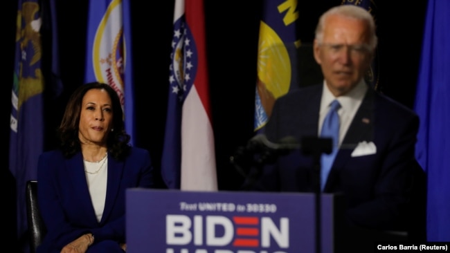 Democrats Joe Biden and Kamala Harris in Delaware