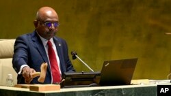 제76차 유엔총회 의장인 압둘라 샤히드 몰디브 외무장관.