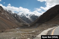 Karakorum Highway snake pasts some of the highest mountains on earth.