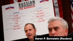 U.S. -- Rep. Adam Schiff (D-CA) asks questions, as executives appear before the House Intelligence Committee to answer questions related to Russian use of social media to influence U.S. elections, on Capitol Hill in Washington, November 1, 2017