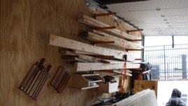 Inside the mobile woodshop.