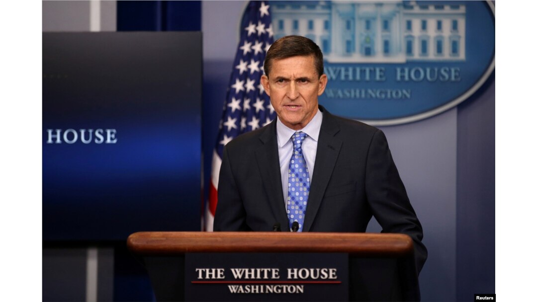 National security adviser General Michael Flynn delivers a statement daily briefing at the White House in Washington, Feb. 1, 2017.
