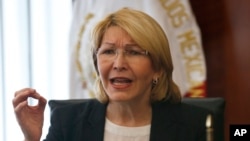 Venezuela's ousted Chief Prosecutor Luisa Ortega Diaz, seen in this Sept. 2017 photo, speaks to senators at the Senate chambers in Mexico City.