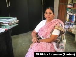 Sudha Bharadwaj, a lawyer in Bilaspur, India, who set up a legal aid group, Janhit, for farmers and indigenous people, is seen in her office, April 16, 2017.